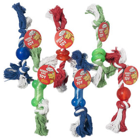 Dog Toy Double Knotted Rope/rubber Chews 3 Styles 3 Colors In Pdq #14071