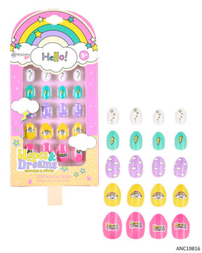 Hopes & Dreams Ice Pop Printed Press On Nails w/ Cloud & Rainbow Print