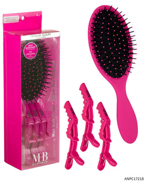 MHB (Must Have Beuaty) Premium Oval Brush w/ Blow Dry Hair Clips - Fuchsia