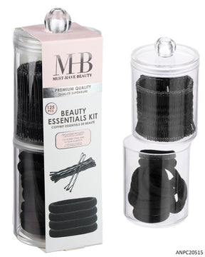 MHB (Must Have Beuaty) Premium 125 PC.Hair Bobby Pins & Hair Elastics  w/ Beauty Essential Organizer