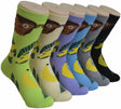 Women's Novelty Crew Socks - Monkey & Banana Print - Size 9-11