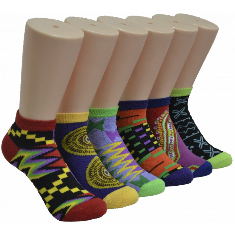 Women's Low Cut Novelty Socks - Tribal Print - Size 9-11