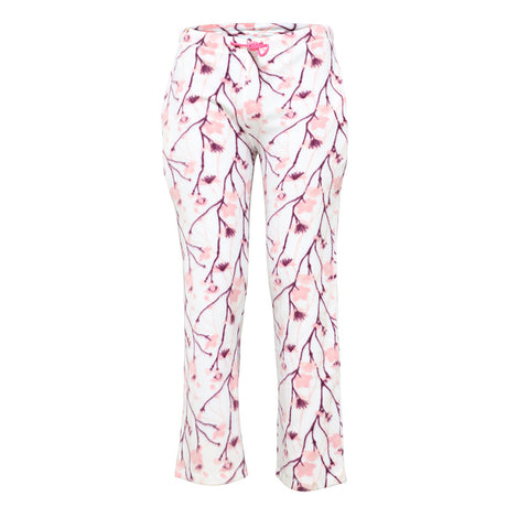 Women's Fleece Pajama Pants w/ Cherry Blossom Flower & Stem Print - Size Small-2XL