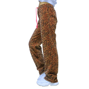 Women's Fleece Pajama Pants w/ Leopard Print - Size Small-2XL