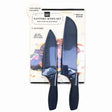 Non-Stick Santoku and Bread Kitchen Knife with Blade Guard Sheaths Set