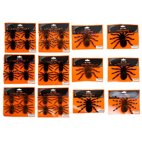 Spider Flocked Single 4" Or 4pk - 3" Brown/ Blk W/ Glitter Trim Asst