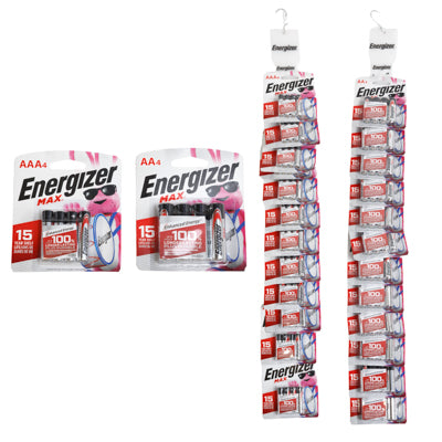 Energizer Max Alkaline Batteries 24pc Clipstrip 12 Aa 4pk, 12 Aaa 4pk No Online Sales - Sell In Usa Only