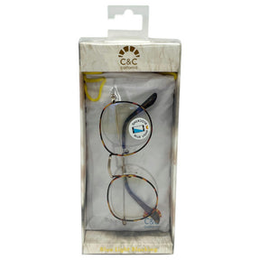 C&C California Small Round Metal Blue Light Glasses with Storage Pouch