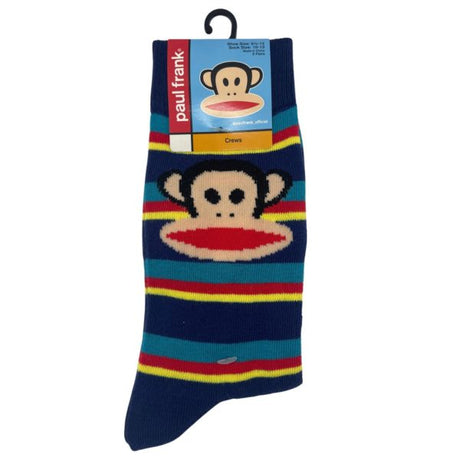 2 Pack Paul Frank Crew Socks in Striped Designs Size 10-13