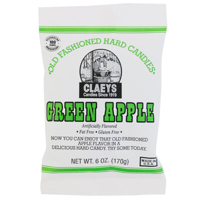 Claeys Old Fashioned Hard Candies Green Apple 6 Oz Peg Bag
