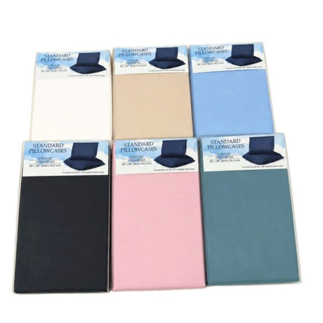 20" x 30" Standard Pillow Cases 2 Piece Set in Assorted Colors