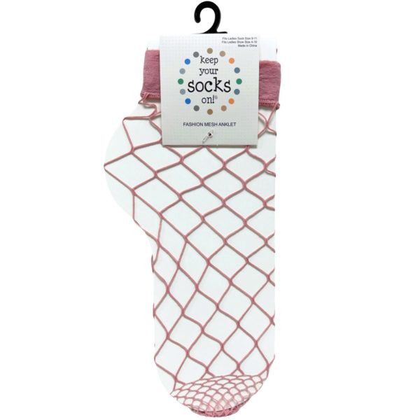 Legale 1 Pair Mesh Anklet Large Fishnet Blush Ladies Shoe Size 4-10