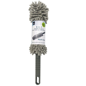2-in-1 Chenille Duster & Mesh Sponge with Handle