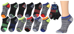 Boy's Cushioned Low Cut Socks w/ Arch Support - Urban Sport Prints - Size 6-8 - 3-Pair Packs
