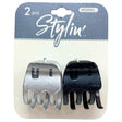 Stylin' Small Hair Clip Black & Gray 2 Pack