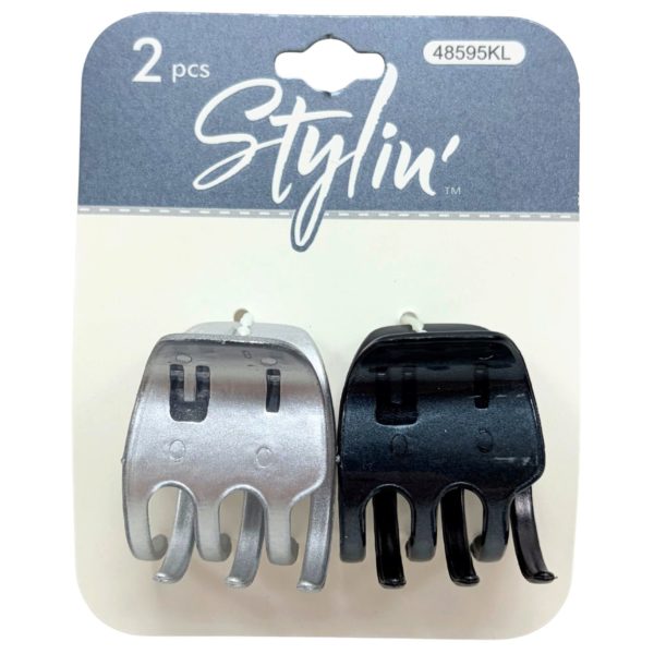 Stylin' Small Hair Clip Black & Gray 2 Pack
