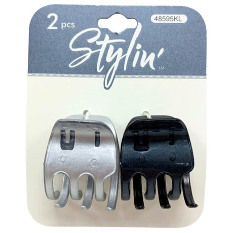 Stylin' Small Hair Clip Black & Gray 2 Pack
