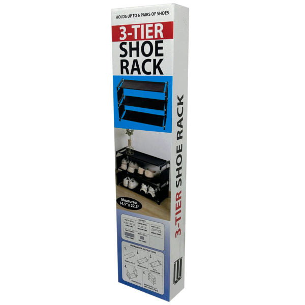 14.5" x 22.5" Three-Level Lightweight Shoe Rack Home Organizing Shelf