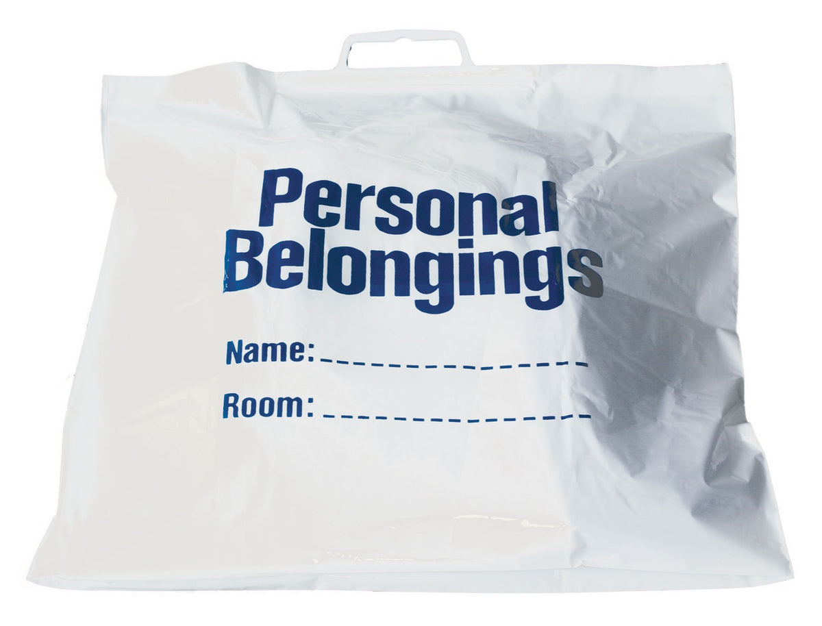 Belongings Bags w/ Handle (White w/ Blue Imprint) 18 1/2" x 20"