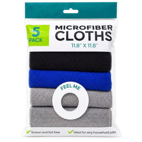 5 Pack 11.8" x 11.8" Microfiber Multi-purpose Cloth Set