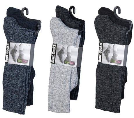Women's Wool Blend Marled Ribbed Knit Thermal Boot Socks - Size 9-11 - 2-Pair Packs