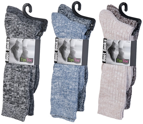 Women's Marled Ribbed Knit Thermal Boot Socks - Size 9-11 - 2-Pair Packs