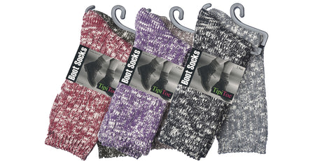 Women's Marled Ribbed Knit Thermal Boot Socks - Size 9-11 - 2-Pair Packs