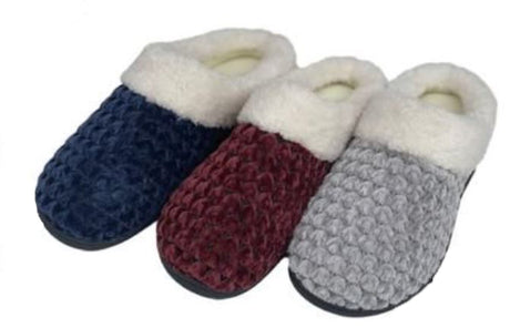 Women's Cable Knit Bedroom Slippers w/ Sherpa Trim - Choose Your Size(s)