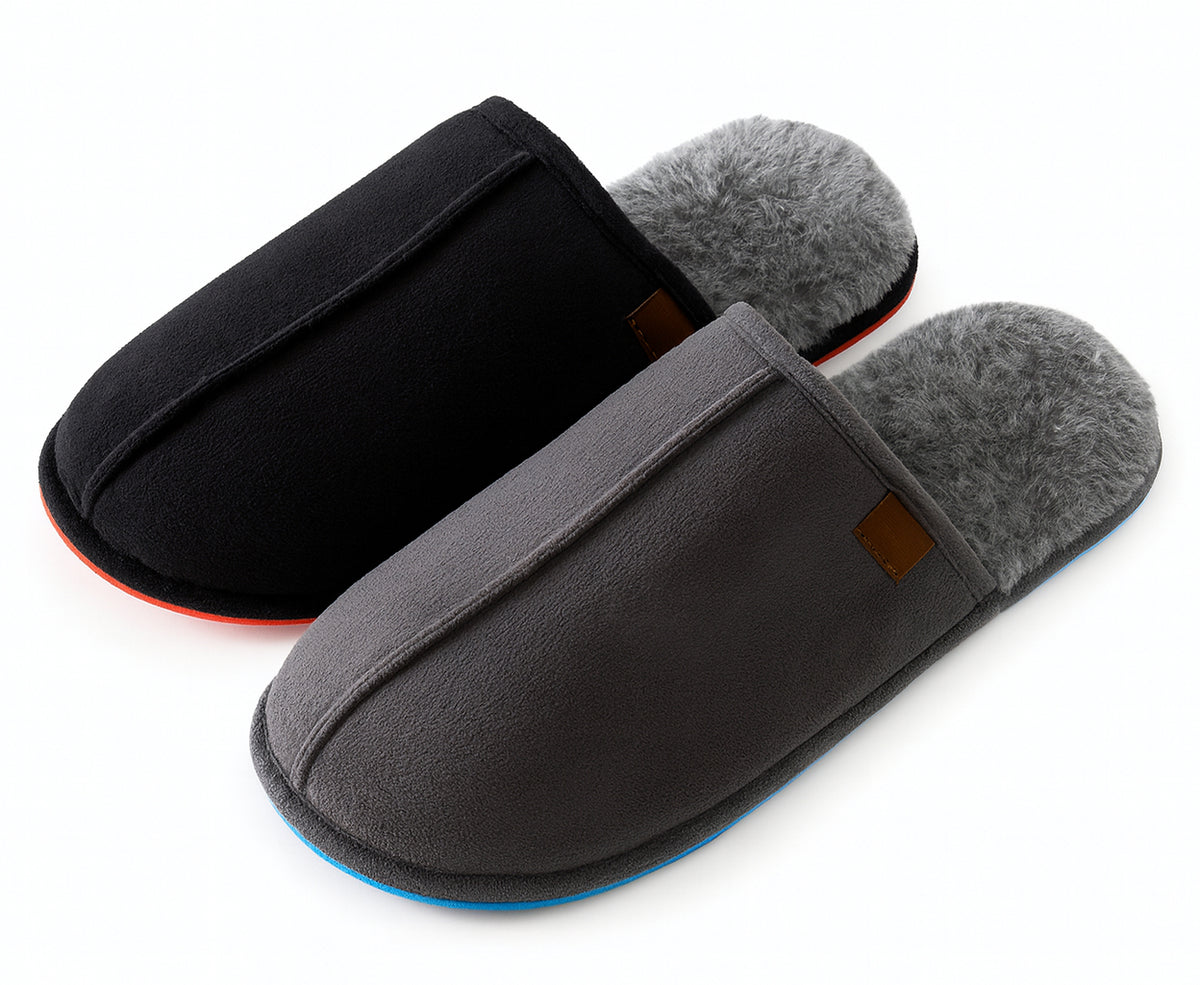 Men's Suede Sherpa Lined Open Heel Bedroom Slippers