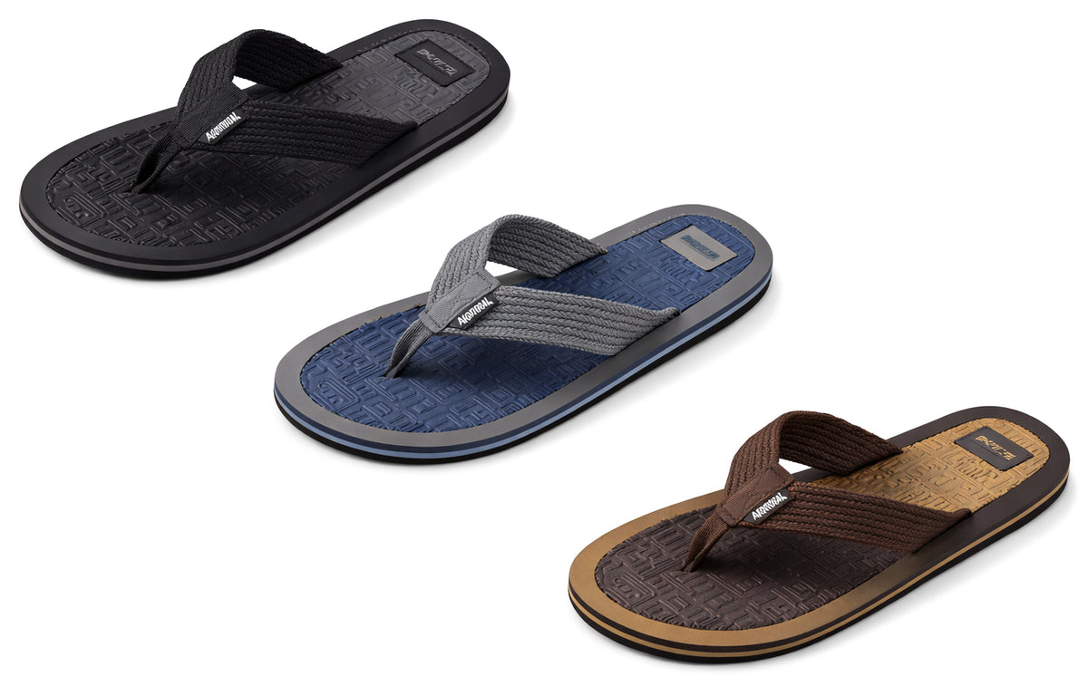 Men's TerrainGrip Textured Thong Flip Flop Sandals w/ Fabric Straps