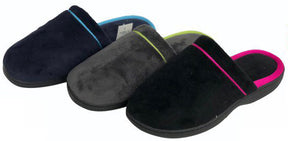 Women's Faux Suede Mule Slippers w/ Contrast Trim
