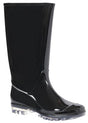 Women's Tall Black Patent Leather Rain Boots w/ Clear Sole