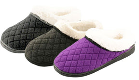 Women's Quilted Clog Slippers w/ Sherpa Trim