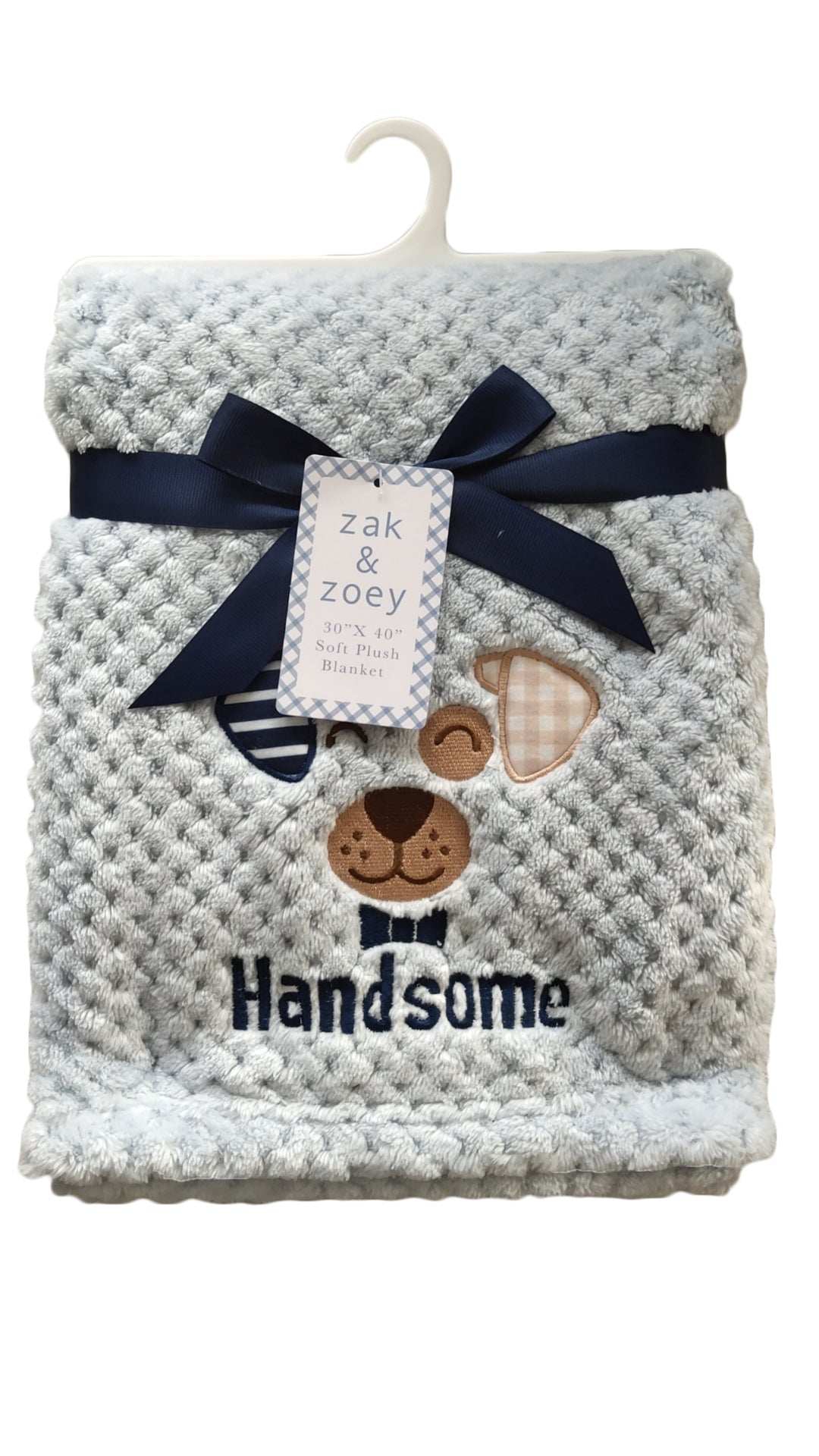 30 x 40 Embroidered Applique Baby Blankets - Hansome Bear Print
