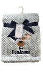 30 x 40 Embroidered Applique Baby Blankets - Hansome Bear Print