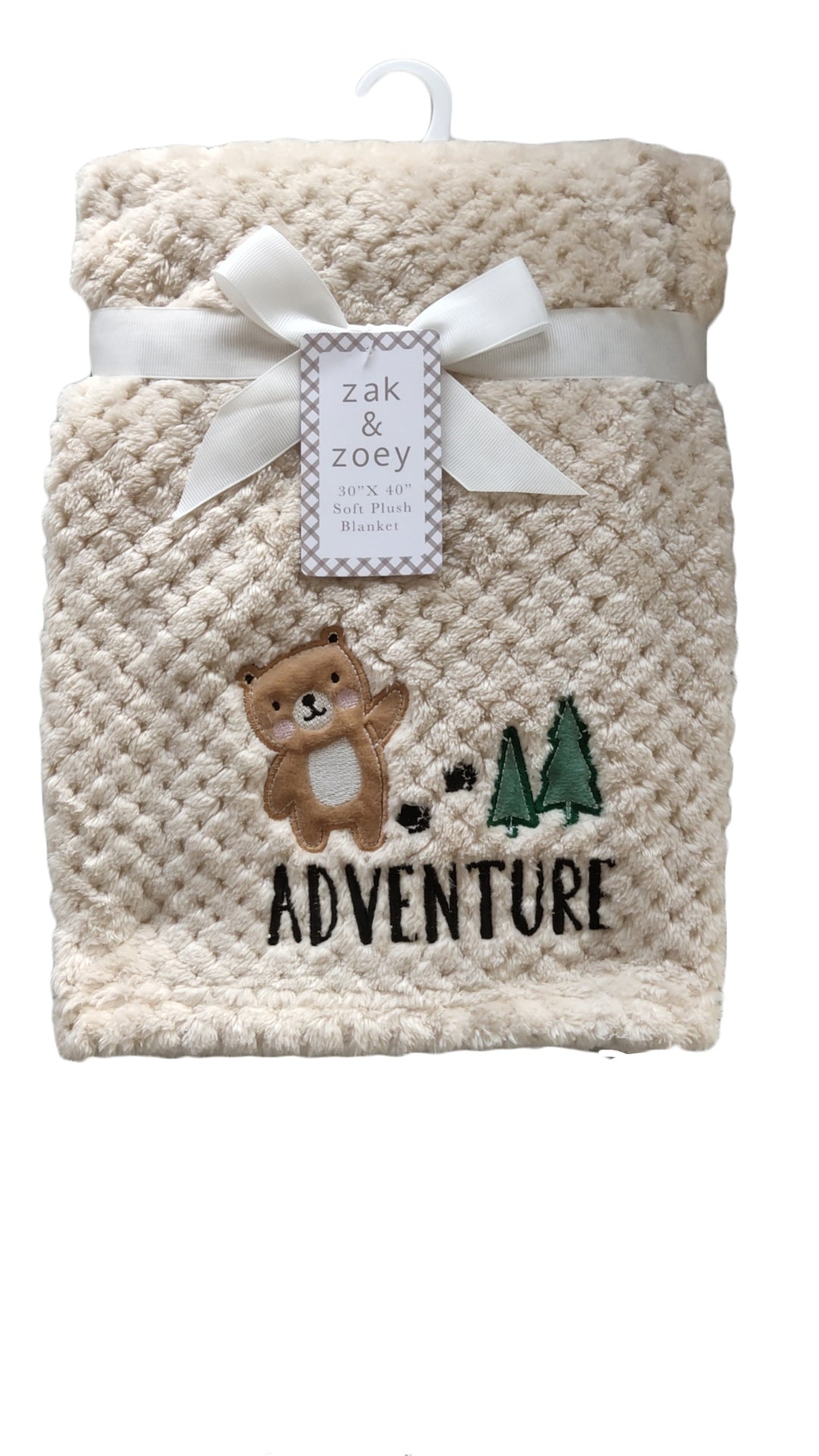 30 x 40 Embroidered Applique Baby Blankets - Adventure Bear Print