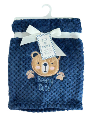 30 x 40 Embroidered Applique Baby Blankets - Bear Print