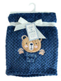 30 x 40 Embroidered Applique Baby Blankets - Bear Print