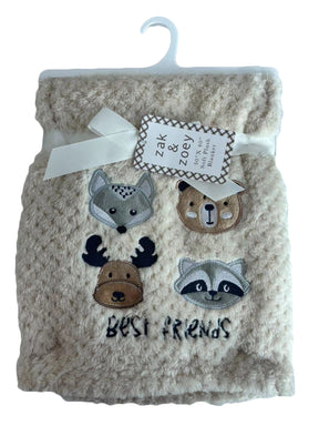 30 x 40 Embroidered Applique Baby Blankets - Forest Animal