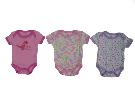 Printed Baby Rompers - 3-Packs - Dinosaur & Floral Print