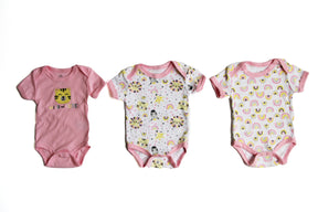 Printed Baby Rompers - 3-Packs - Jungle Animal & Rainbow Print