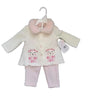 2-Piece Hooded Fleece Shirt & Pants w/ Applique Design Print & Sherpa Trim - 0-9M - Embroidered Kitty Cat