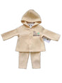 2-Piece Hooded Fleece Shirt & Pants w/ Applique Design Print & Sherpa Trim - 0-9M - Embroidered Beep Beep Dog