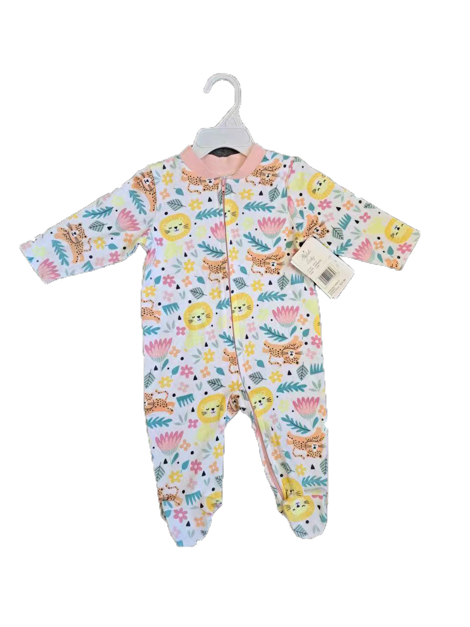 Printed Newborn Onesies w/ Zipper - 0-9M - Jungle Animals