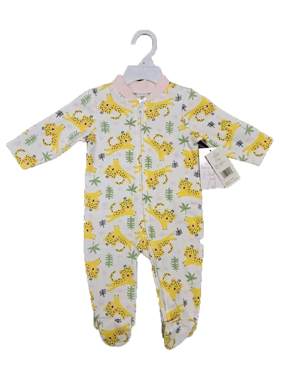 Printed Newborn Onesies w/ Zipper - 0-9M - Cheetah Print