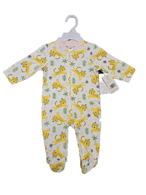 Printed Newborn Onesies w/ Zipper - 0-9M - Cheetah Print