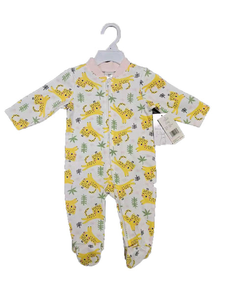 Printed Newborn Onesies w/ Zipper - 0-9M - Cheetah Print