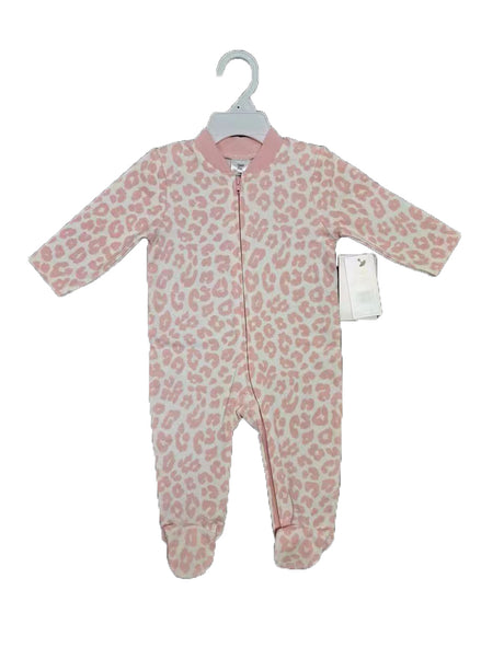 Printed Newborn Onesies w/ Zipper - 0-9M - Leopard Print