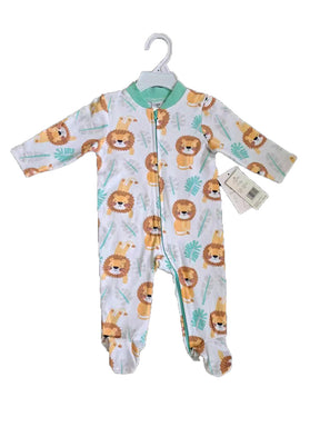Printed Newborn Onesies w/ Zipper - 0-9M - Lion Print