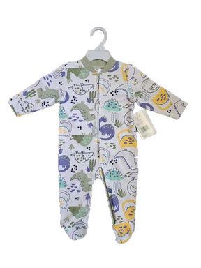 Printed Newborn Onesies w/ Zipper - 0-9M - Dinosaur Print